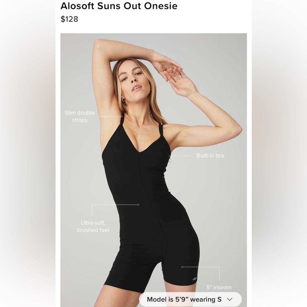 Alo Suns Out Onesie, size M, Black